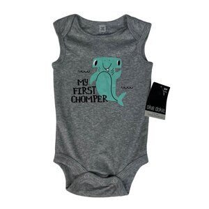 Okie Dokie Baby Sleeveless Bodysuit My First Chomper Shark Gray Size 6 Months Ne